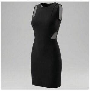 EXPRESS Black Sheath Dress‎ Mesh Inset Sleeveless Knee Length Size 2